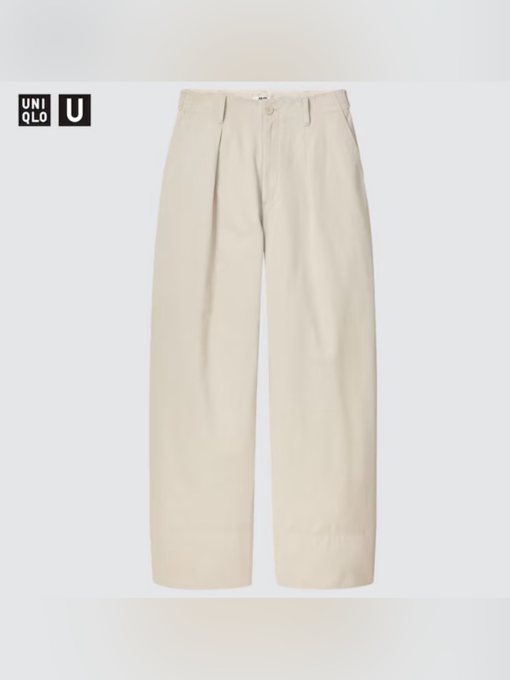 Uniqlo Wide-Leg Pleated Chinos - Light Beige